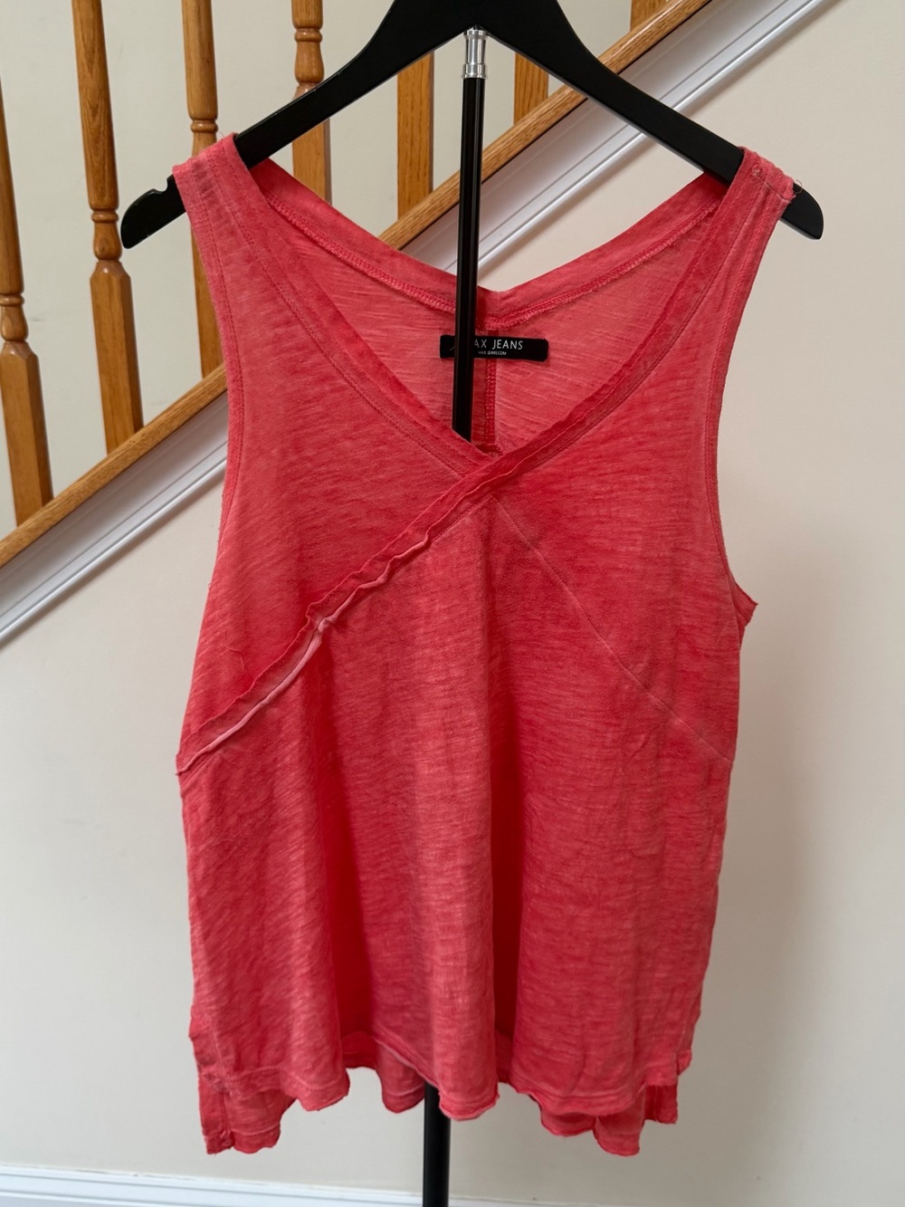 Max Jeans Coral Sleeveless V-Neck Tank with Cross-Seam Detail